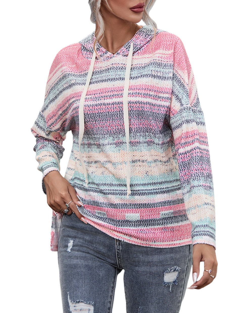 Stripe Drop Shoulder Hoodie