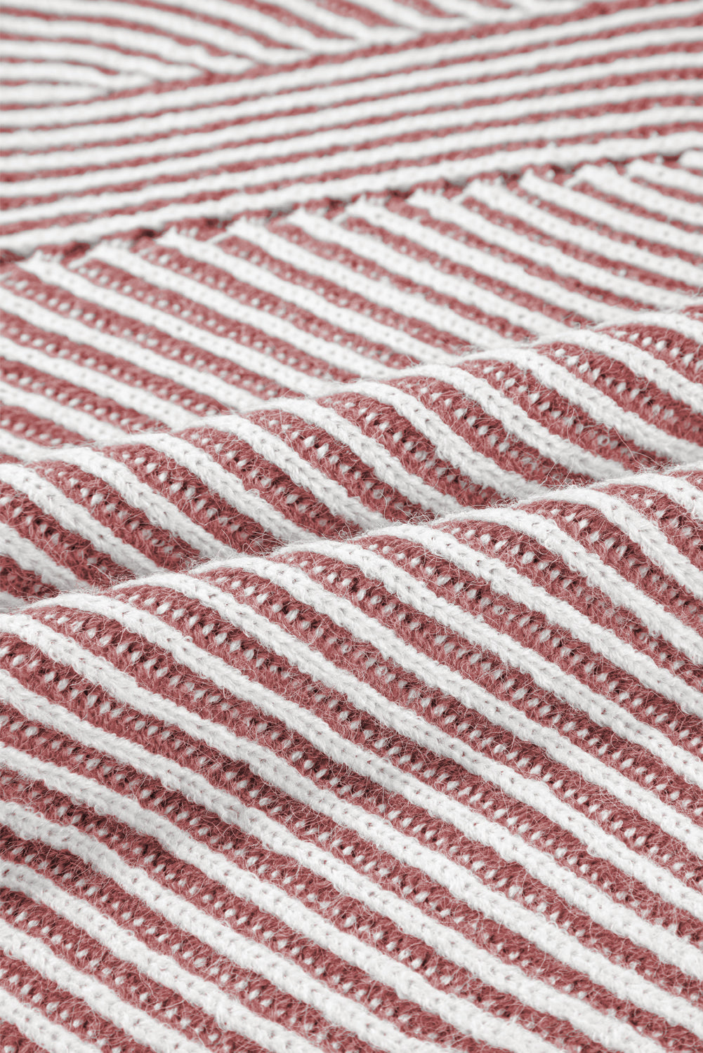 Stripe Ribbed Knit Boat Neck Sweater