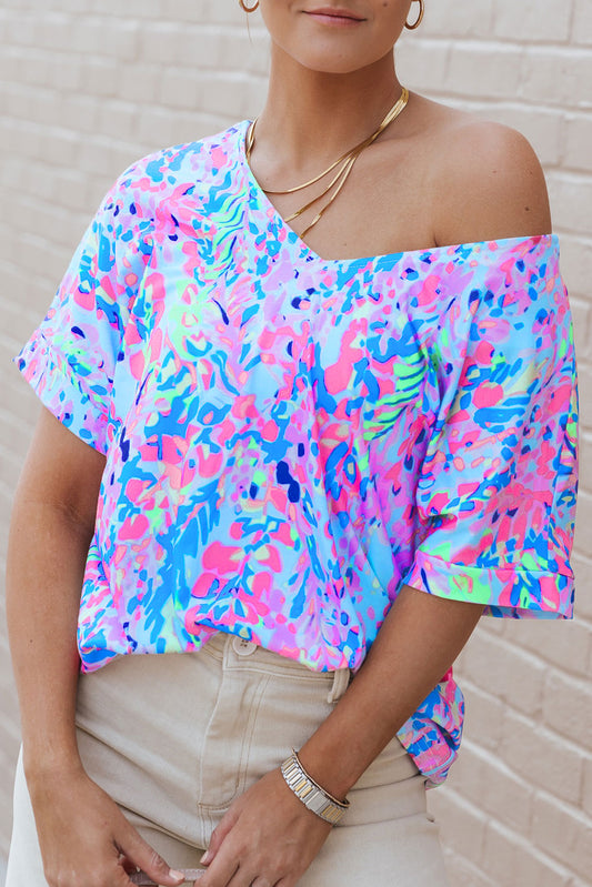 Abstract Floral Short Sleeve Tee