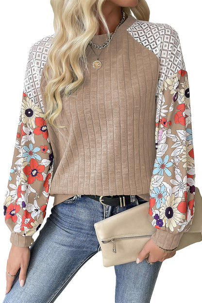 Floral Patchwork Long Sleeve Blouse