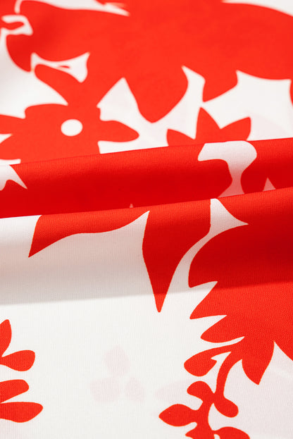 Floral Tiered Ruffle Sleeve V-Neck Blouse