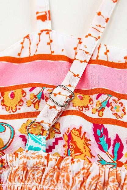 Boho Floral Patchwork Square Neck Sundress