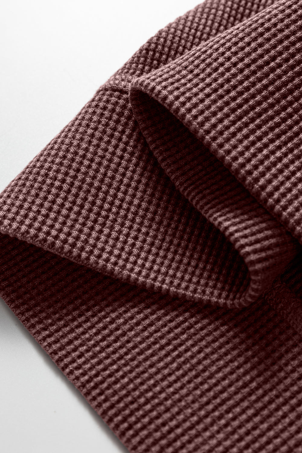 Waffle Knit Patchwork Long Sleeve Top