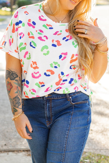 Plus Size Leopard Textured T-Shirt