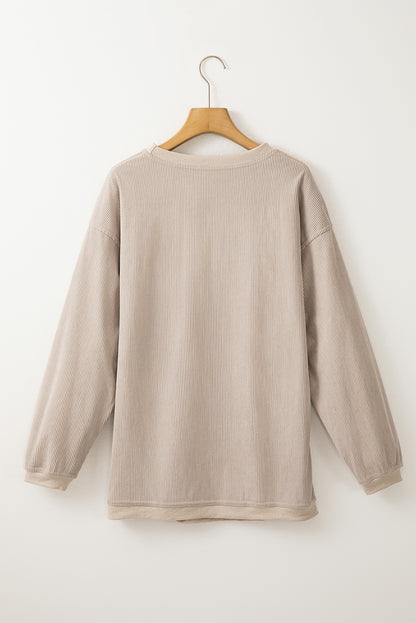 Ribbed Long Sleeve Oversized Sweatshirt