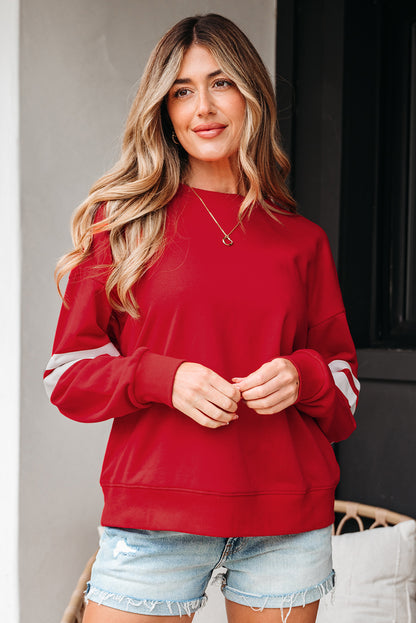 Varsity Stripe Drop Shoulder Oversized Sweatshirt