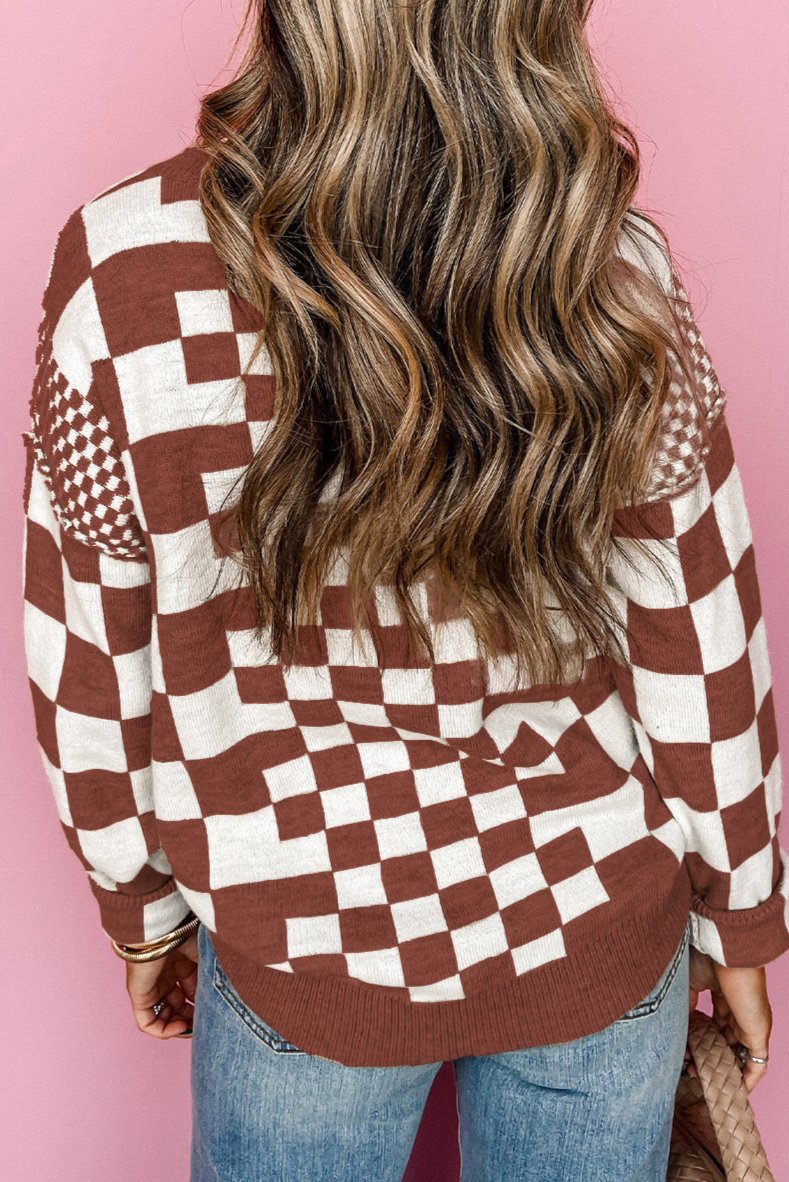 Checker Round Neck Sweater