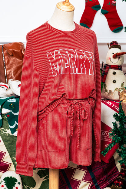 Plus Size Christmas MERRY Top and Shorts Set