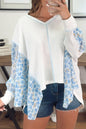 Floral Colorblock Batwing Sleeve Blouse