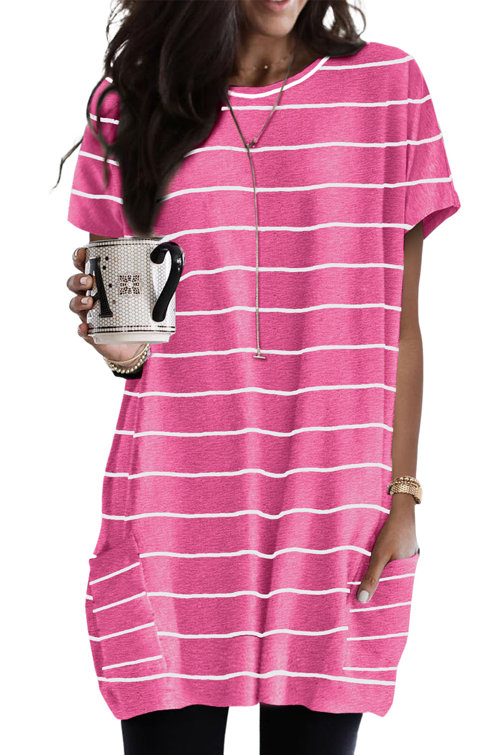 Stripe Patch Pocket Tunic Top