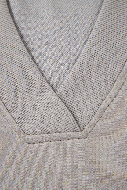 Western Aztec Embroidered Sleeve V-Neck Sweatshirt