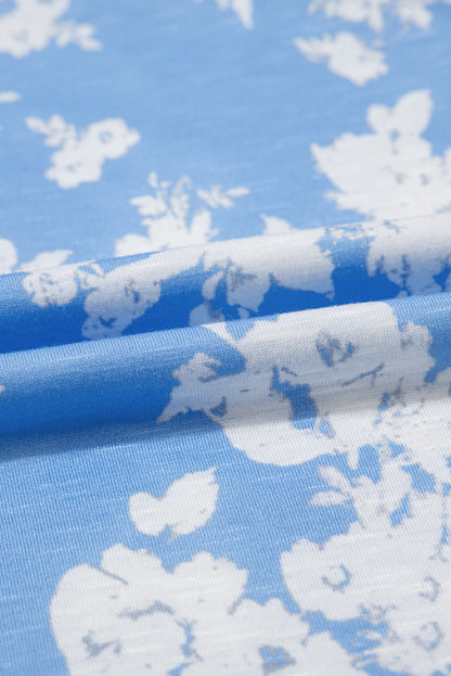 Floral Half-Button Sleeveless Wide Leg Jumpsuit