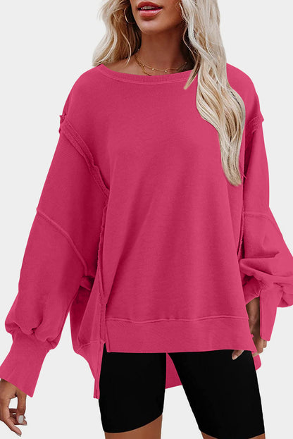 Exposed Seam High Low Hem Sweatshirt