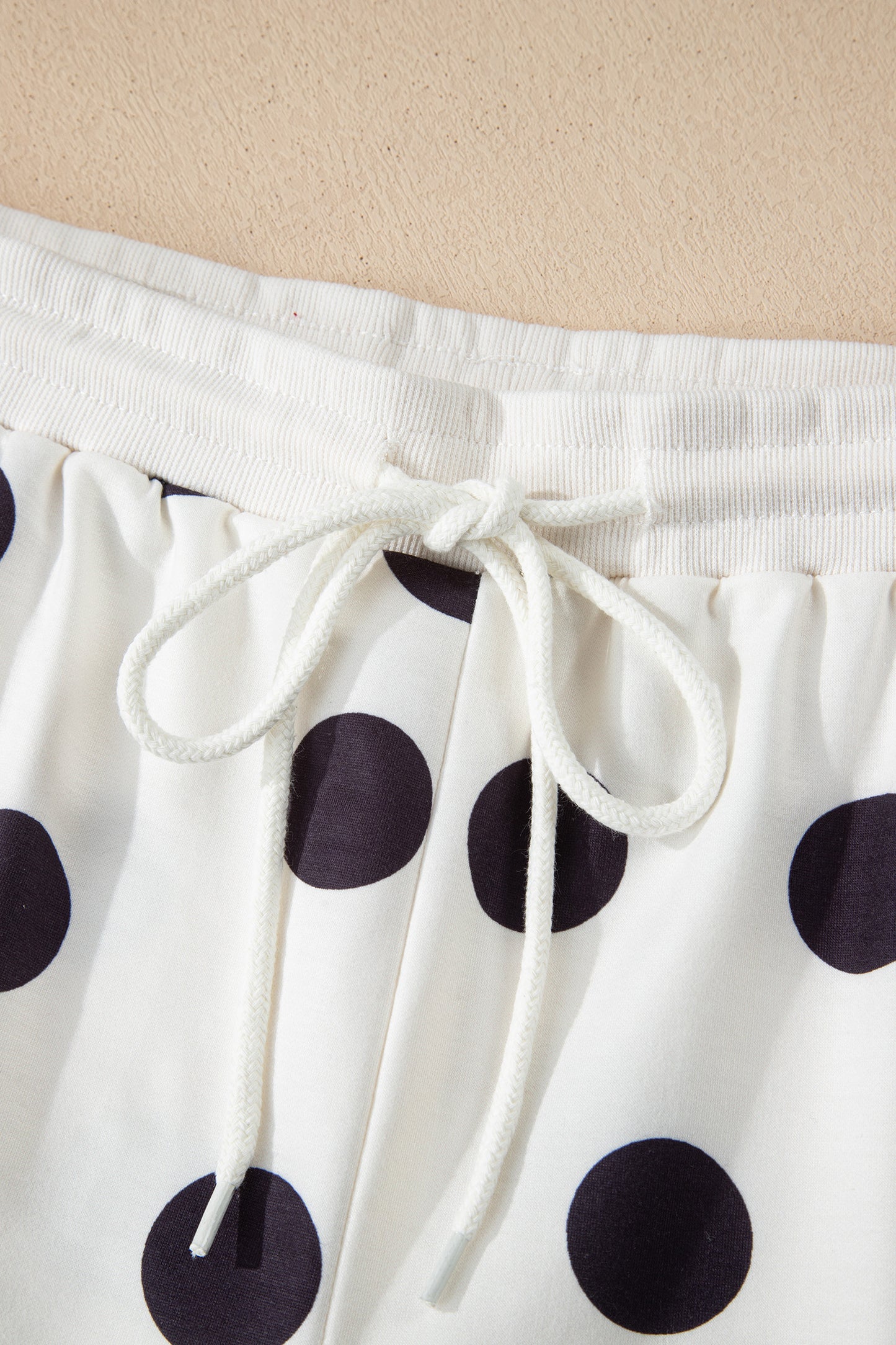 Polka Dot Pullover and Drawstring Shorts Set
