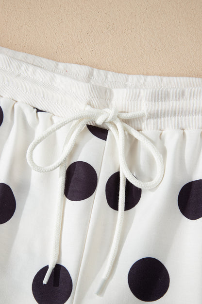 Polka Dot Pullover and Drawstring Shorts Set