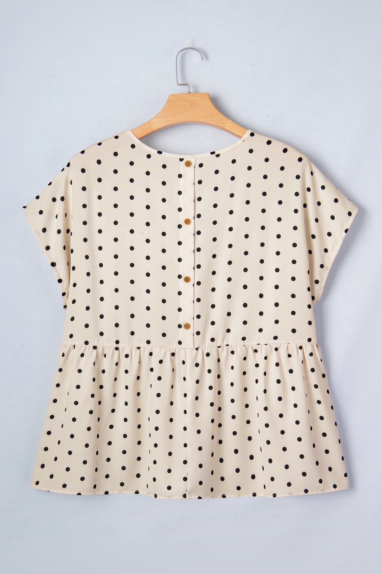 Plus Size Polka Dot Button Back Babydoll Blouse