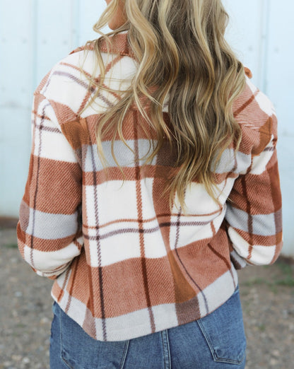 Western Plaid Flap Pockets Shacket