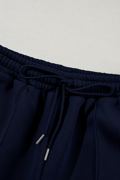 Solid Zip-Up Jacket and Drawstring Pants Set