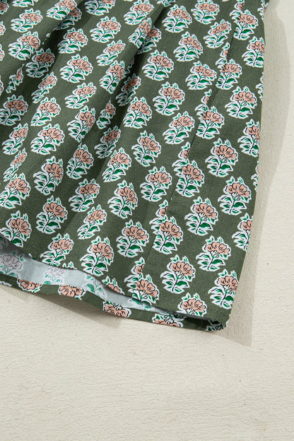 Plus Size Floral Stripe Contrast 3/4 Sleeve Dress