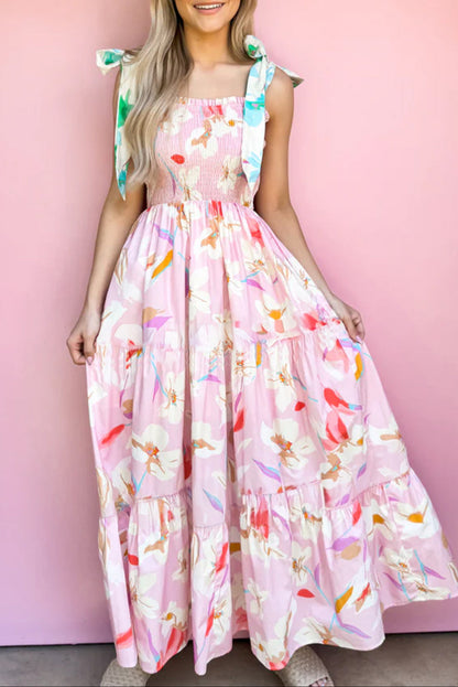 Floral Tied Straps Maxi Dress