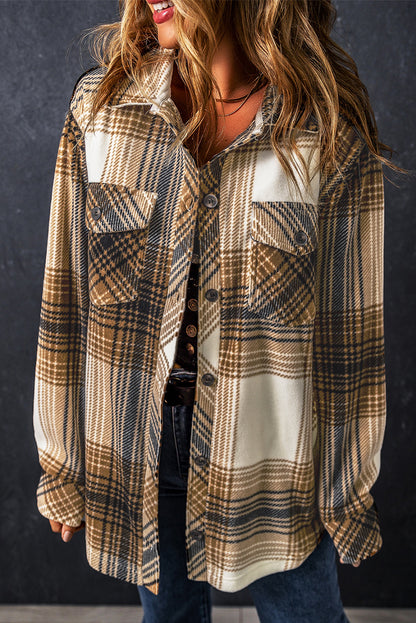 Plaid Flap Pocket Buttoned Shacket