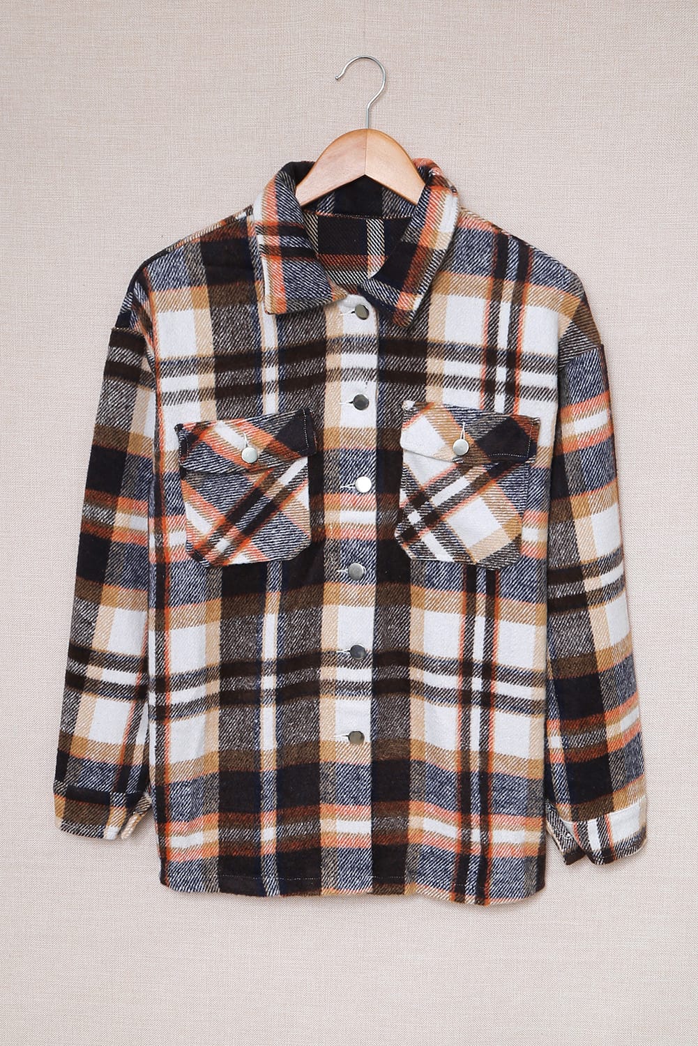 Plaid Button Front Pocketed Shacket