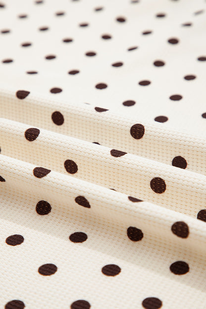 Polka Dot Waffle Knit Top and Pants Lounge Set