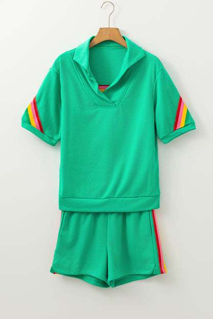 Colorblock Stripe Top and Shorts Set