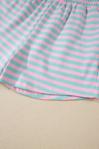 Stripe Colorblock Pullover & Pull-On Shorts Set