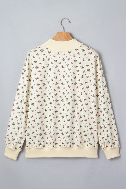 TEXAS Embroidered Floral Mock Neck Sweatshirt