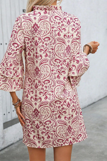 Paisley 3/4 Bell Sleeve Mini Dress