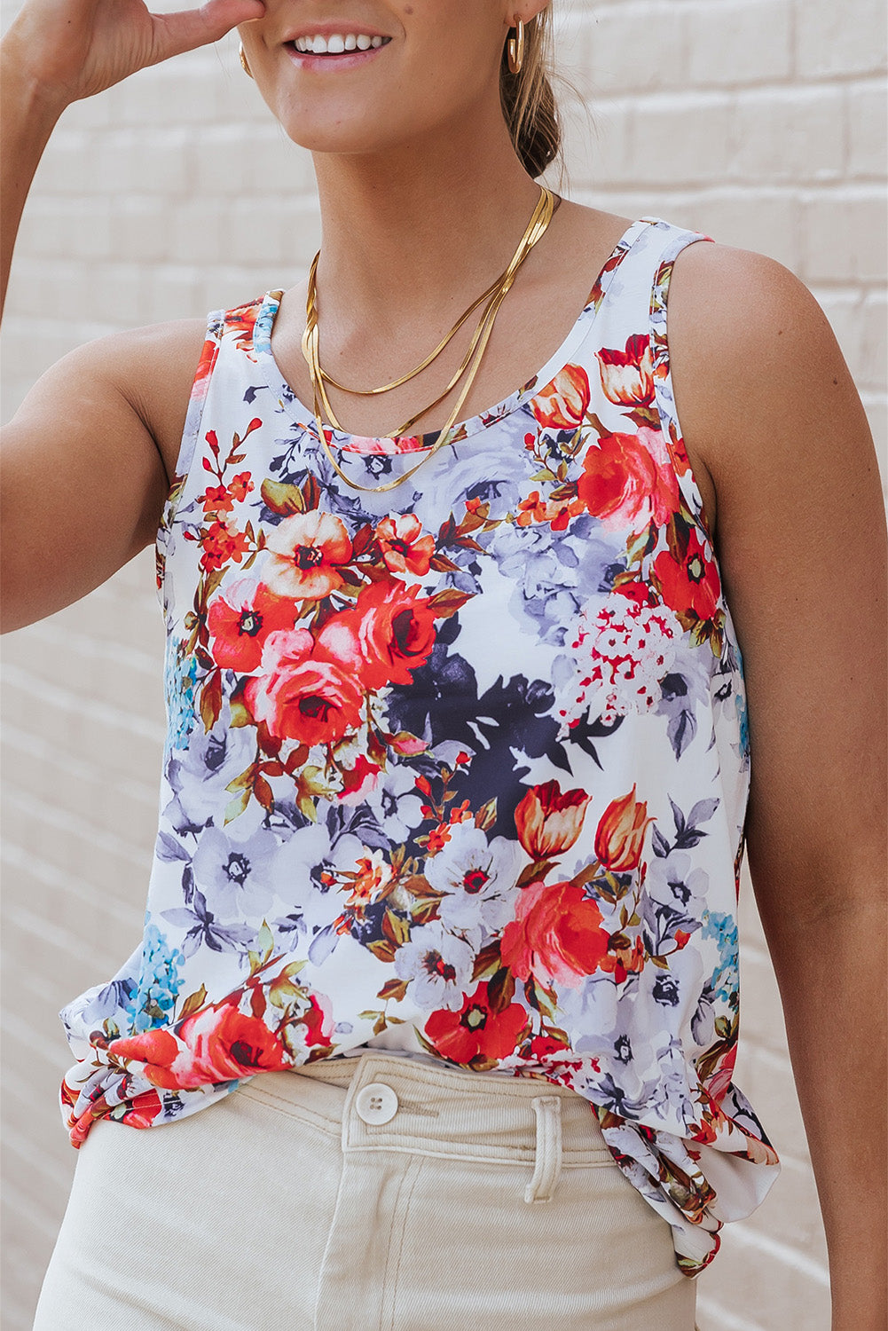 Floral Scoop Neck Tank Top