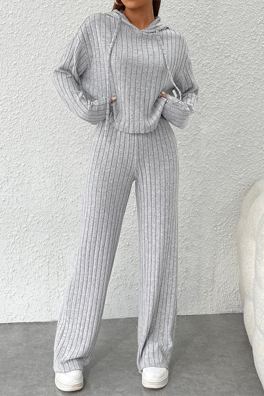 Ribbed Hoodie and Pants Set