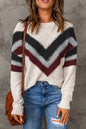 Chevron Stripe Drop Shoulder Sweater