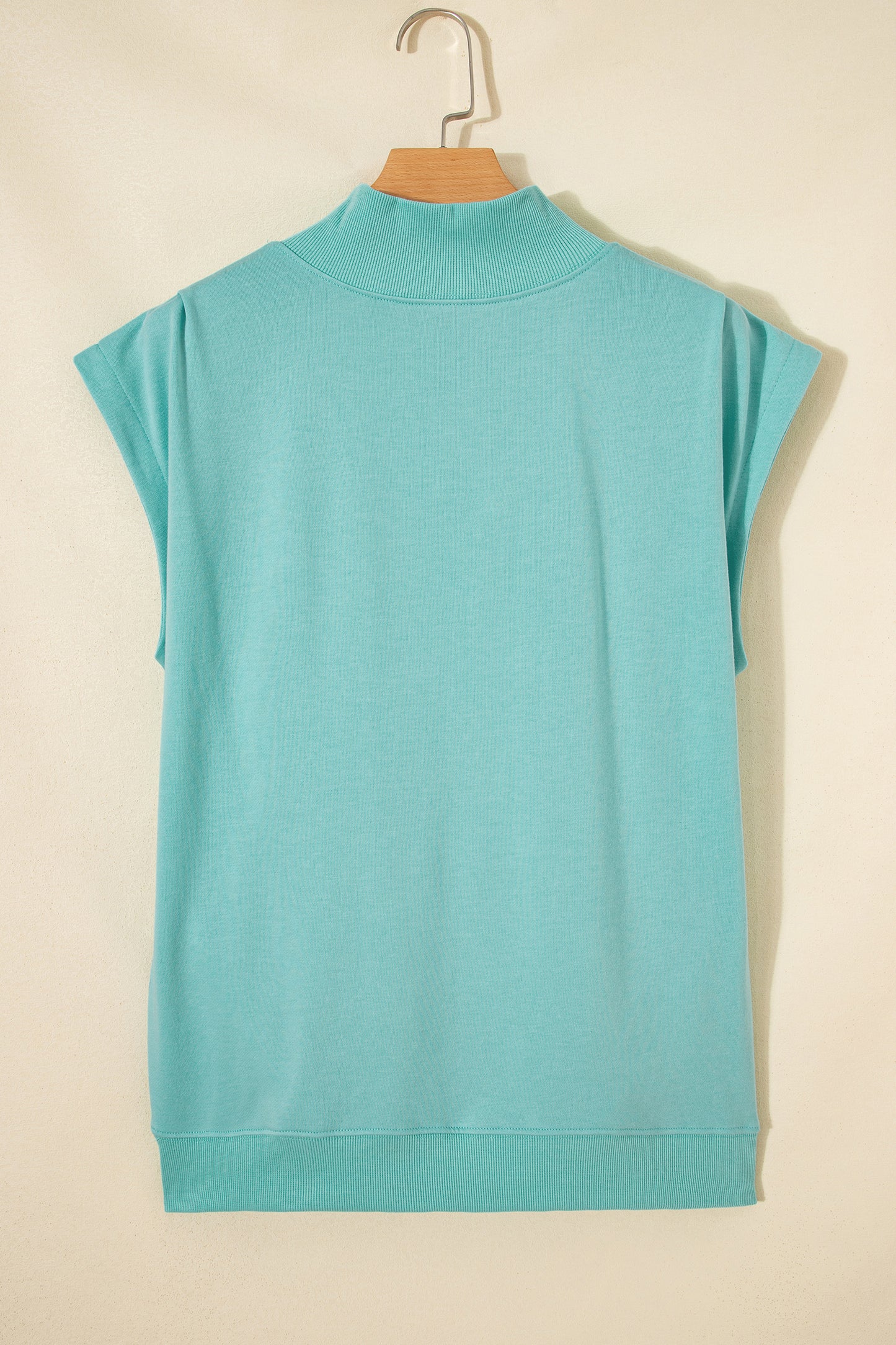 Solid Mock Neck Cap Sleeve Oversized Top