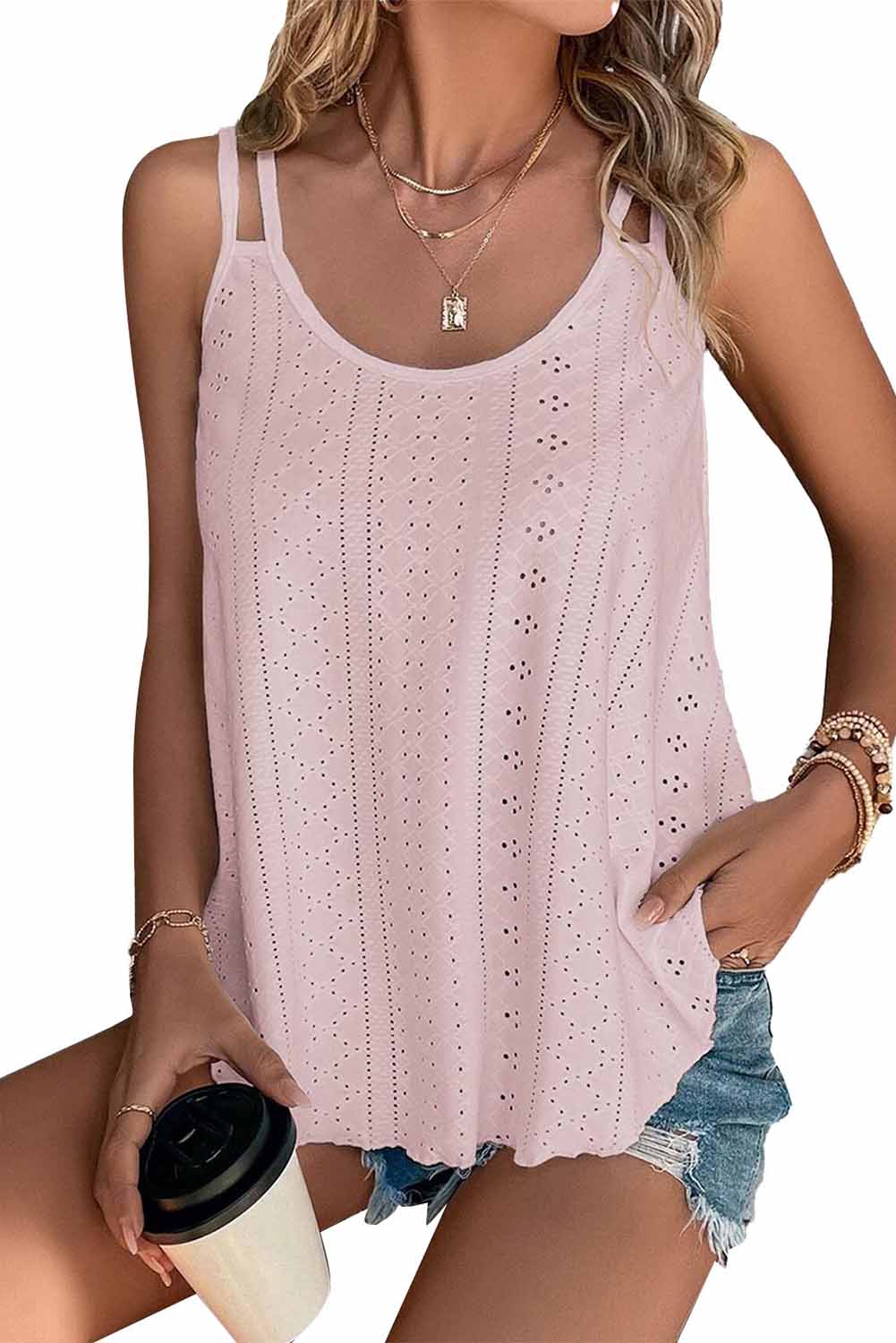 Eyelet Strappy Tank Top