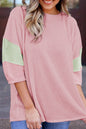 Colorblock Ribbed 3/4 Sleeve Top