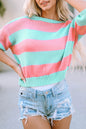 Multicolor Stripe Dolman Sleeve Sweater