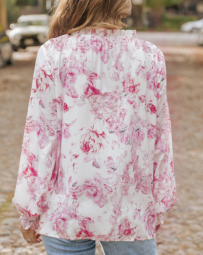 Floral Frilled Bubble Sleeve Blouse