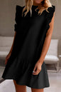 Flutter Sleeve Crewneck Shift Dress