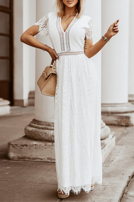 Lace Short Sleeve Maxi Dress