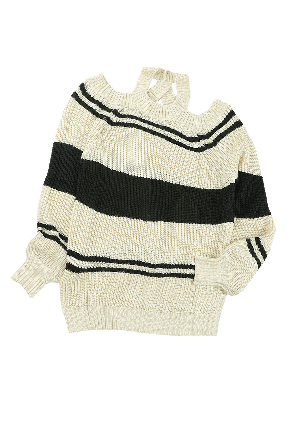 Stripe Cold Shoulder Sweater