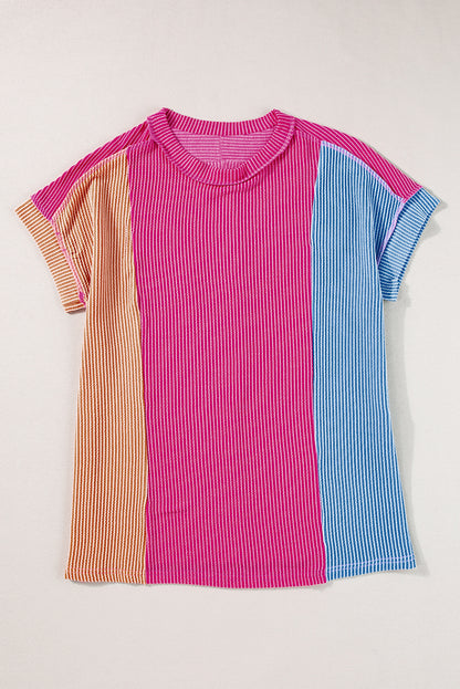 Colorblock Textured Crewneck T-Shirt