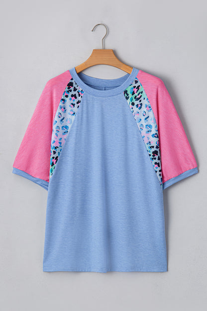 Plus Size Leopard Colorblock T-Shirt