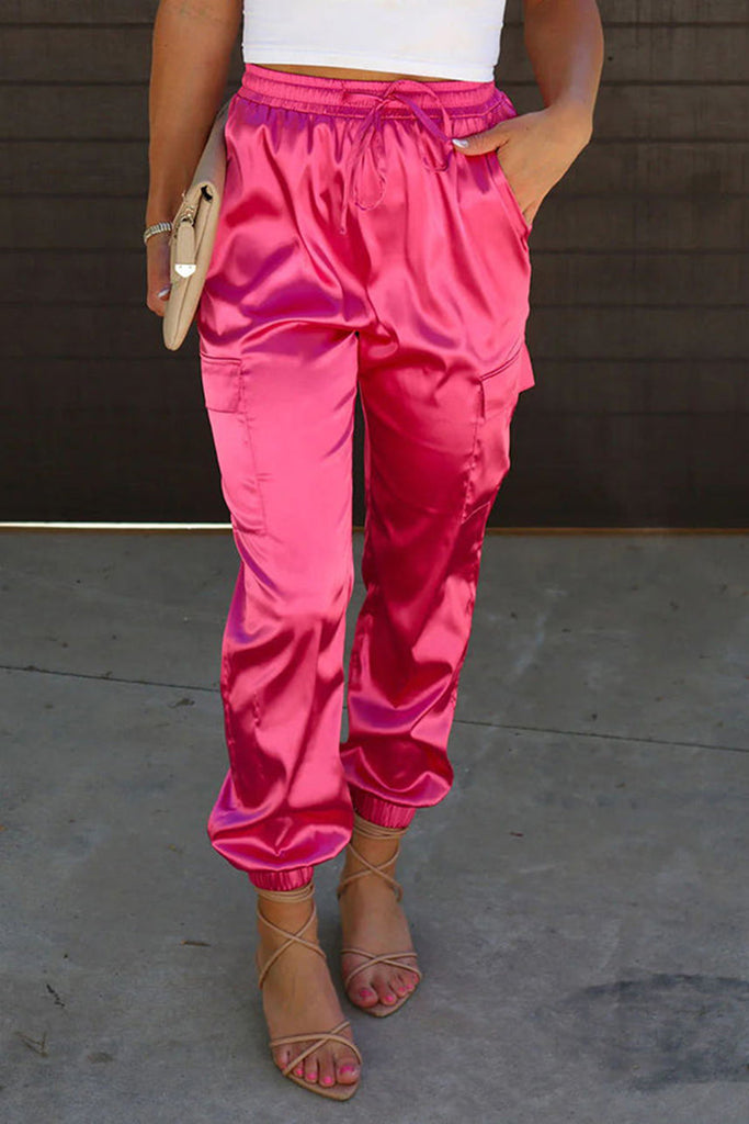 NEW! Satin Elasticized Waist Jogger Pants