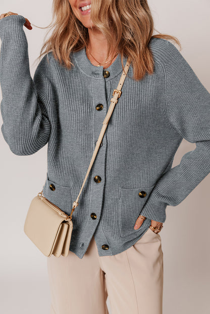 Chunky Knit Button-Front Cardigan Sweater