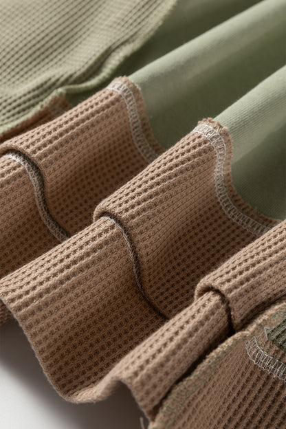 Colorblock Waffle Patchwork Oversize Sweatshirt