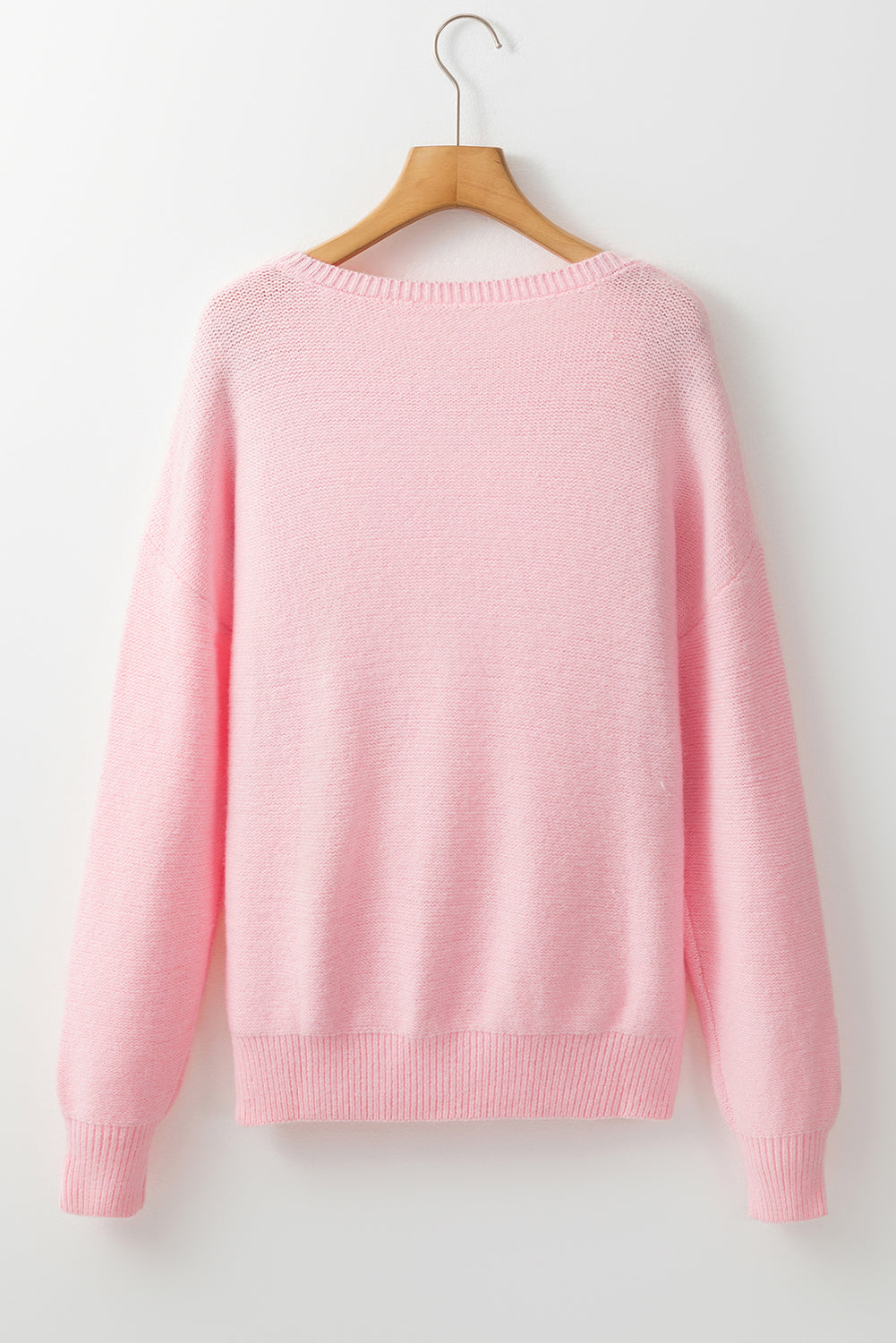 Floral Ribbed Trim Crewneck Sweater