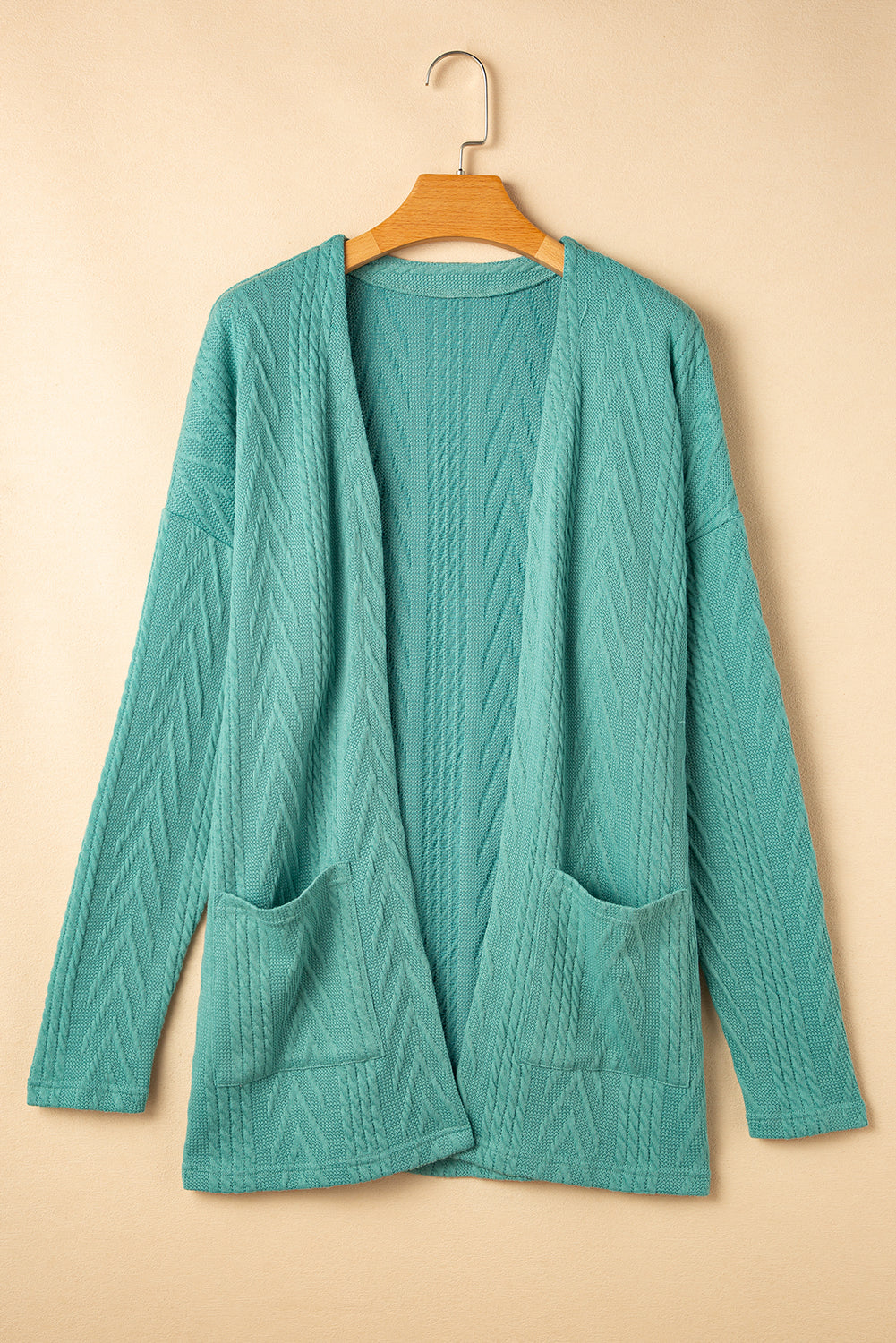 Solid Texture Open Front Cardigan