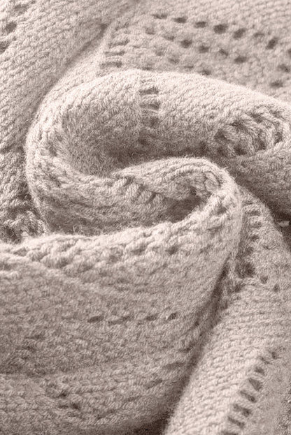 Solid Openwork Knit Button-Up Cardigan